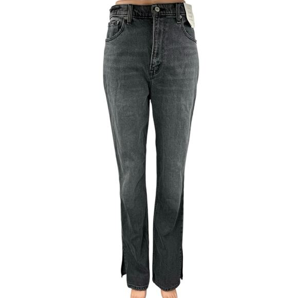 NEW Abercrombie & Fitch The 90s Straight Ultra High Rise Black Denim Jeans Sz 27 - Picture 1 of 6